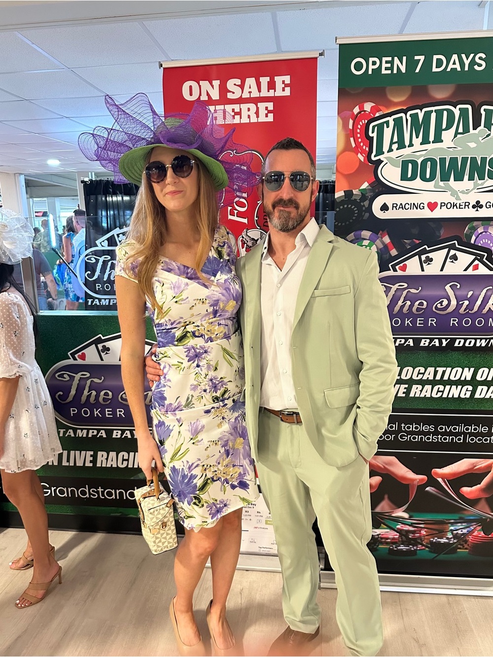 Wore to Derby day! Floral Midi Dress in Purple & White